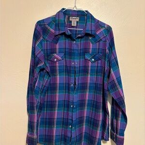 Wrangler Blue and Purple Plaid Shirt